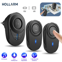 Hollarm-Ensemble de sonnette sans fil étanche avec télécommande, alarme sans fil, maison intelligente, sonnette de porte de bienvenue, prise EU et US, tendance, 400m, 433MHz 1